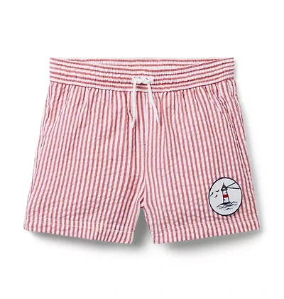 Recycled Striped Seersucker Swim Trunk