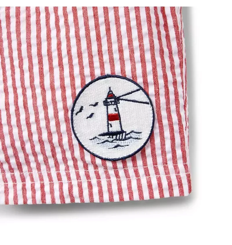 Recycled Striped Seersucker Swim Trunk