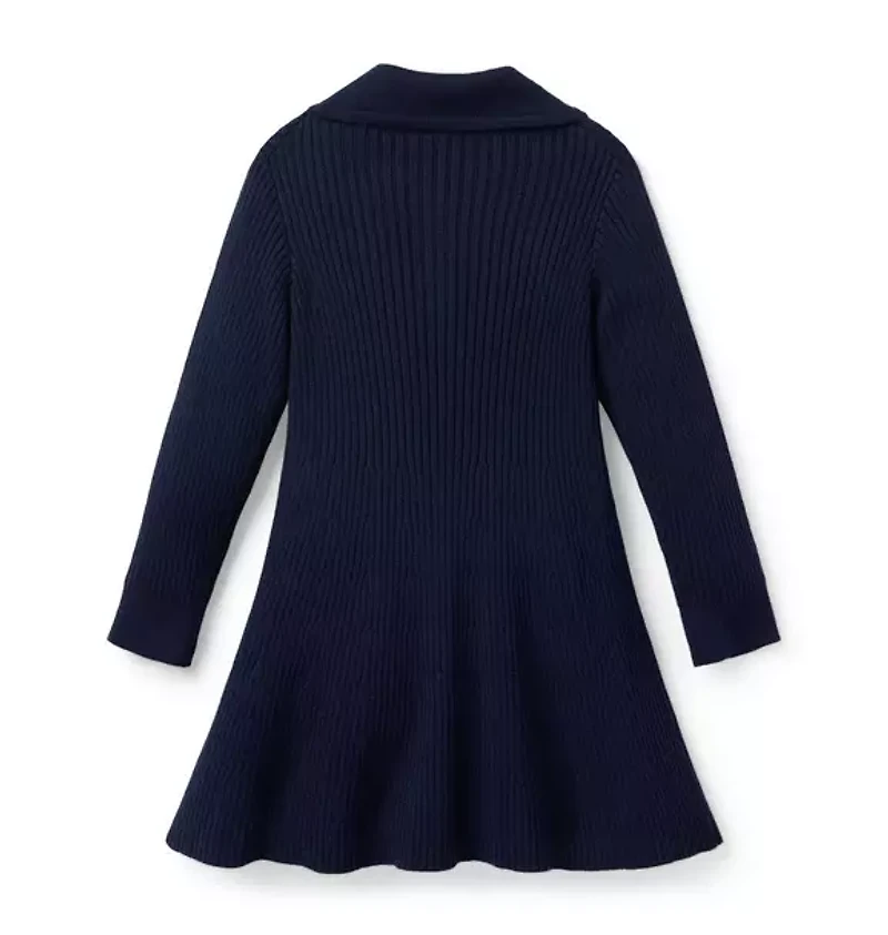 Embroidered Floral Collar Sweater Dress