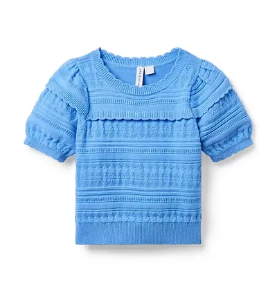 Textured Puff Sleeve Sweater Top