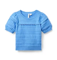 Textured Puff Sleeve Sweater Top