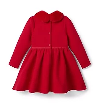 Quilted Faux Fur Collar Dress