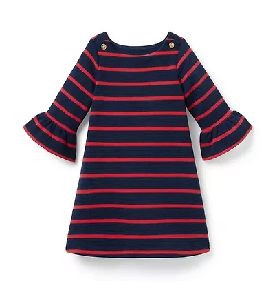 Striped Ruffle Cuff Dress