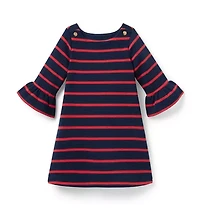 Striped Ruffle Cuff Dress