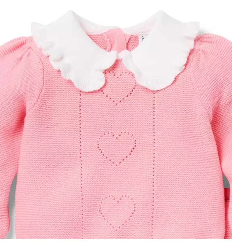 Baby Heart Pointelle Matching Sweater Set