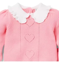 Baby Heart Pointelle Matching Sweater Set