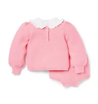 Baby Heart Pointelle Matching Sweater Set