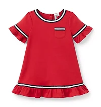 Stripe Trim Ponte Dress