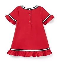 Stripe Trim Ponte Dress