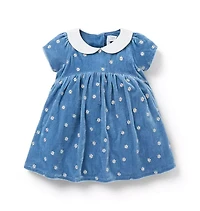Baby Embroidered Floral Velvet Dress
