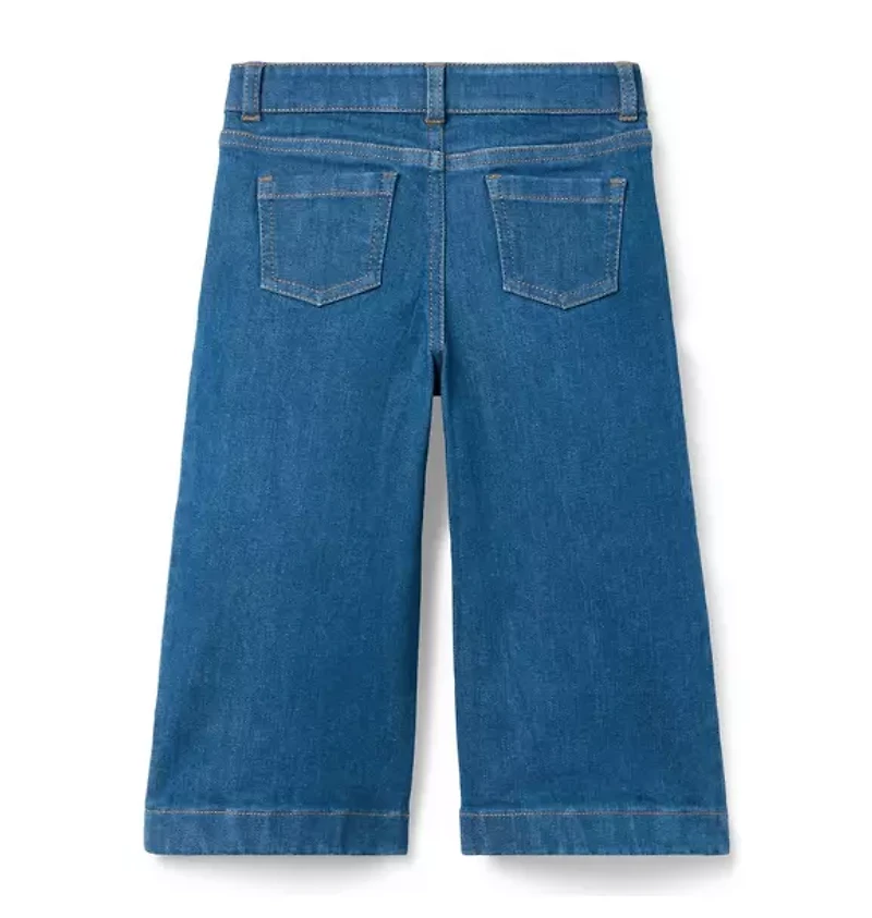 Pleated Wide Leg Jean Medium Wash