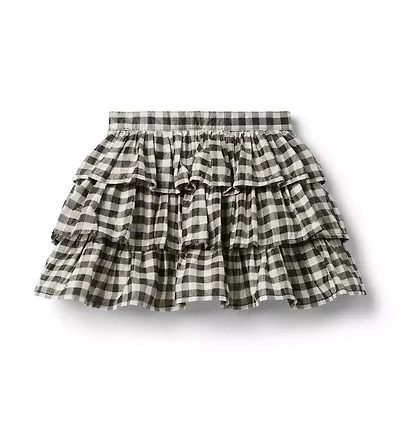 Gingham Shimmer Tiered Skirt