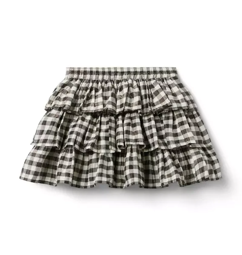 Gingham Shimmer Tiered Skirt