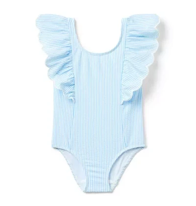 Recycled Striped Seersucker Swimsuit