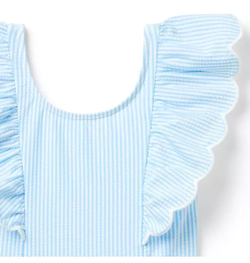 Recycled Striped Seersucker Swimsuit