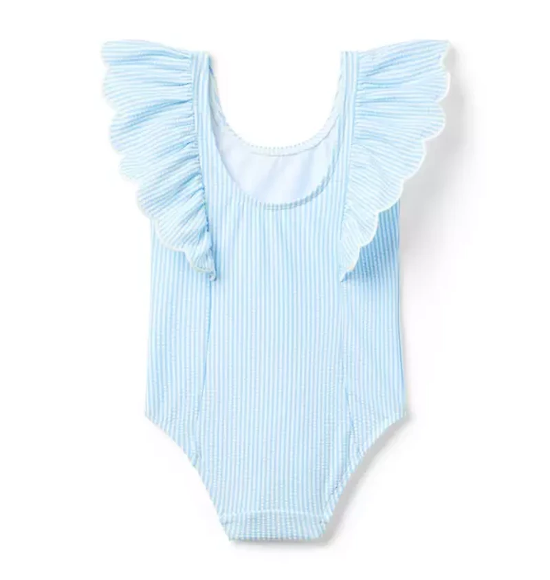 Recycled Striped Seersucker Swimsuit