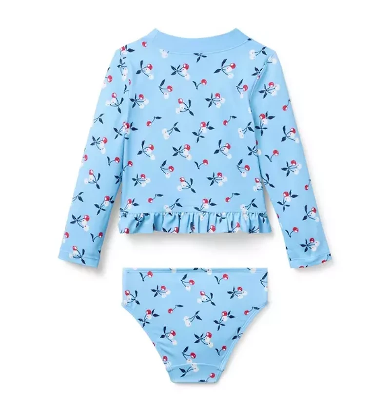 Recycled Cherry Rash Guard Swimsuit