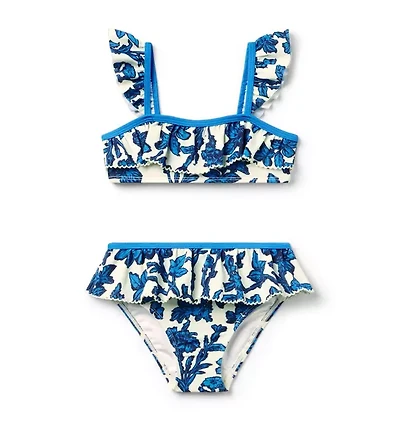 Recycled Floral Ruffle 2-Piece Swimsuit