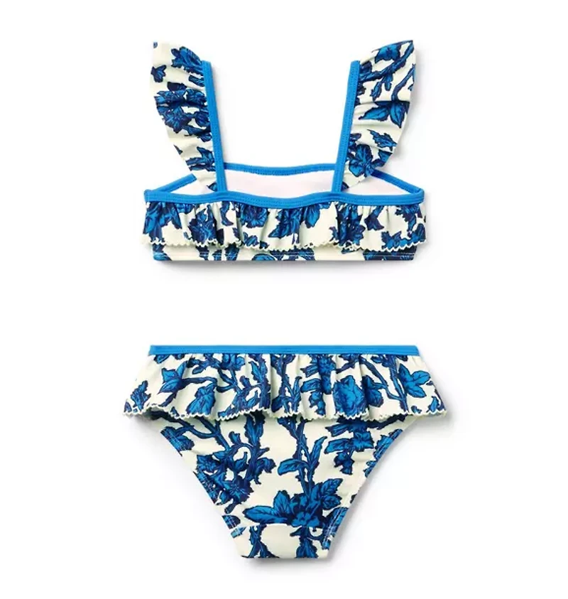 Recycled Floral Ruffle 2-Piece Swimsuit