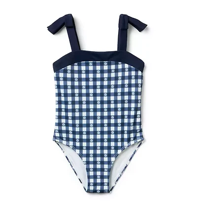 Recycled Gingham Bow Strap Swimsuit
