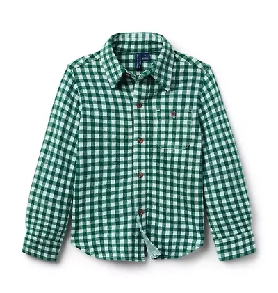 Gingham Jacquard Flannel Shirt