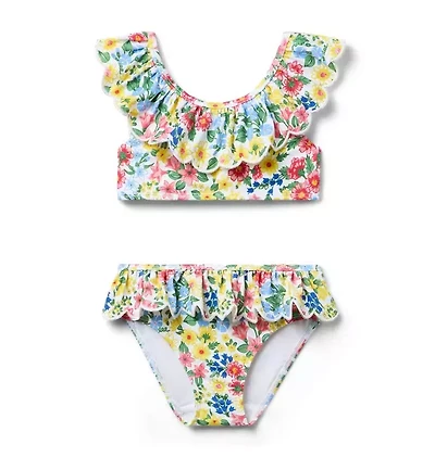 Recycled Floral Ruffle 2-Piece Swimsuit