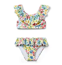 Recycled Floral Ruffle 2-Piece Swimsuit