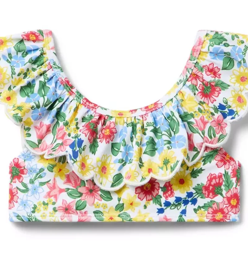 Recycled Floral Ruffle 2-Piece Swimsuit