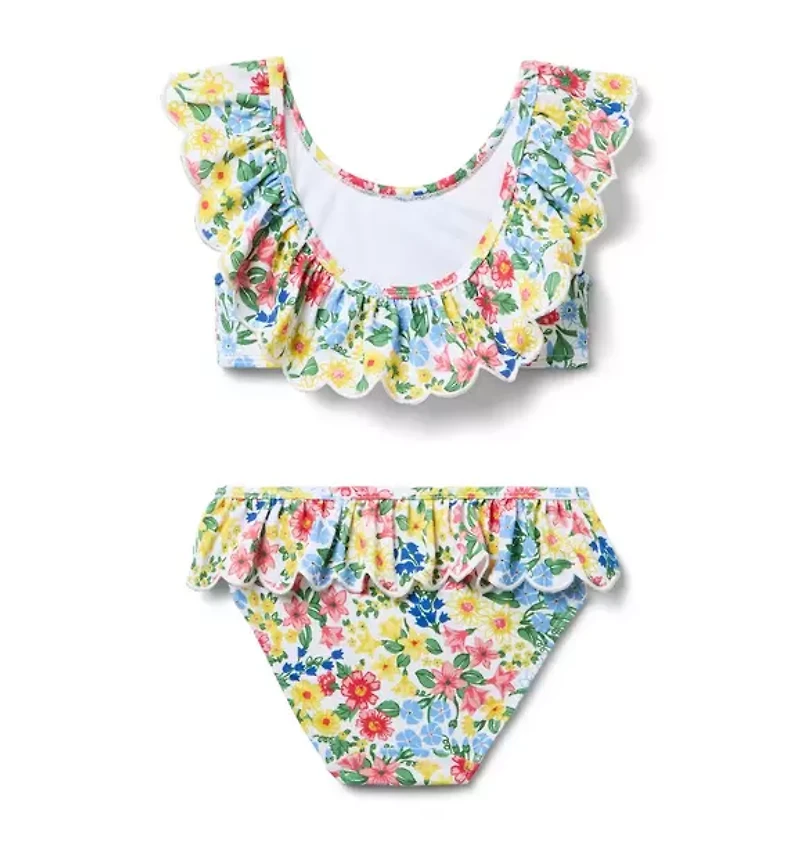 Recycled Floral Ruffle 2-Piece Swimsuit