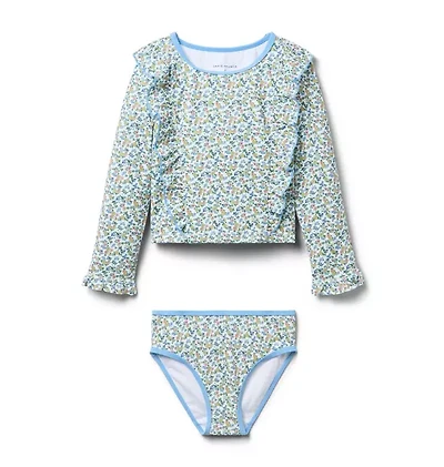 Recyled Ditsy Floral Rash Guard Swimsuit