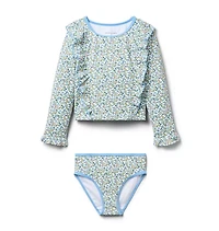 Recyled Ditsy Floral Rash Guard Swimsuit