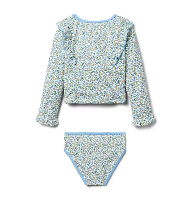 Recyled Ditsy Floral Rash Guard Swimsuit
