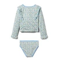 Recyled Ditsy Floral Rash Guard Swimsuit
