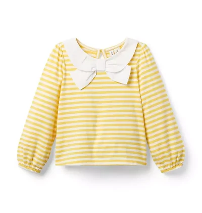Striped Bow Collar Top