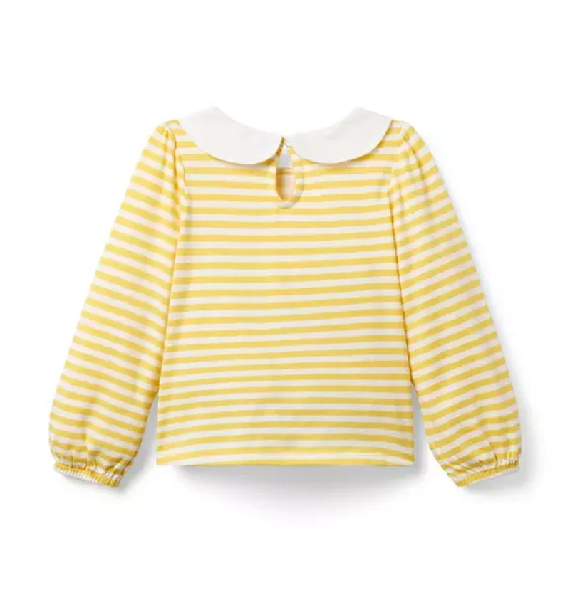 Striped Bow Collar Top