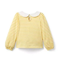 Striped Bow Collar Top