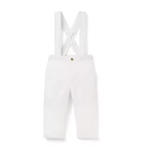 Baby Linen-Cotton Suspender Pant