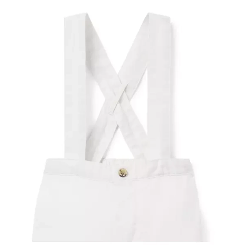 Baby Linen-Cotton Suspender Pant