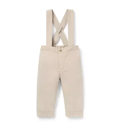 Baby Linen-Cotton Suspender Pant