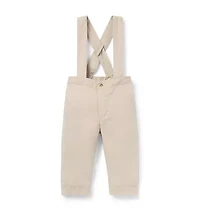 Baby Linen-Cotton Suspender Pant