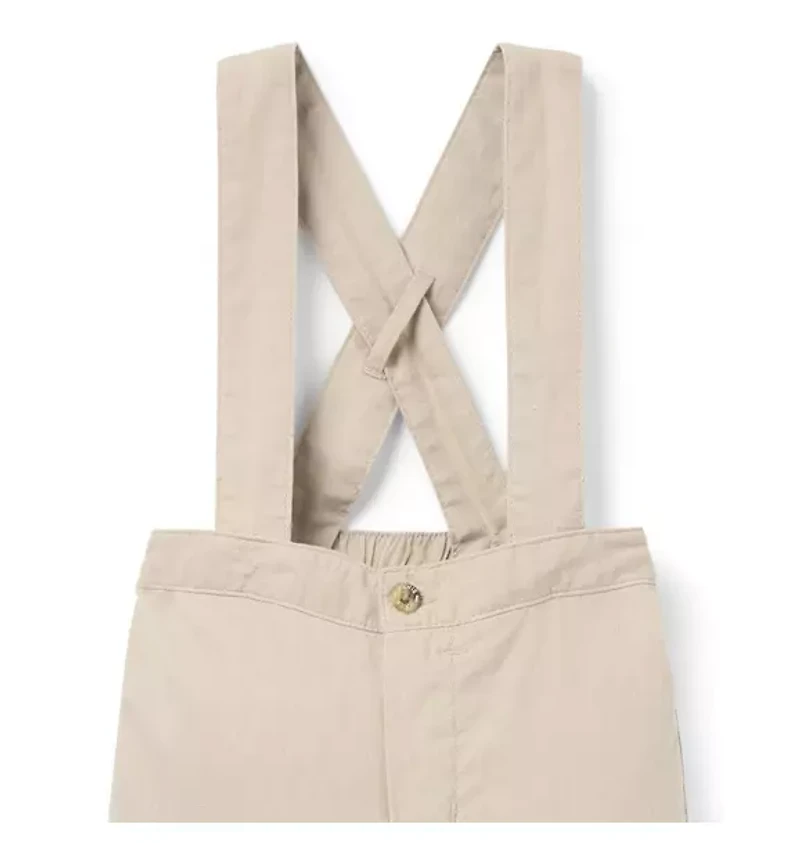 Baby Linen-Cotton Suspender Pant