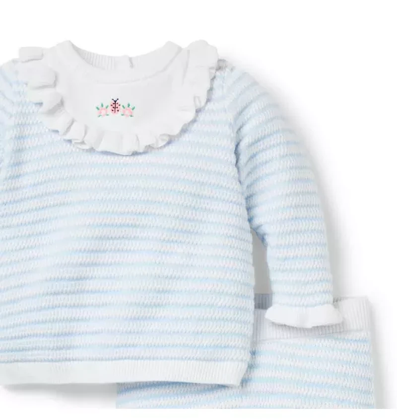 Baby Striped Ladybug Matching Sweater Set