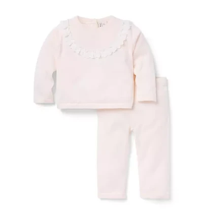 Baby Eyelet Trim Matching Sweater Set