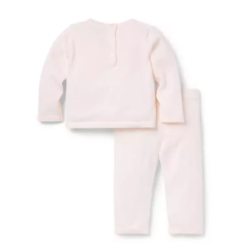 Baby Eyelet Trim Matching Sweater Set