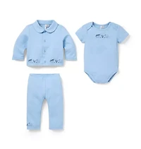 Baby Embroidered Farm Animal 3-Piece Set