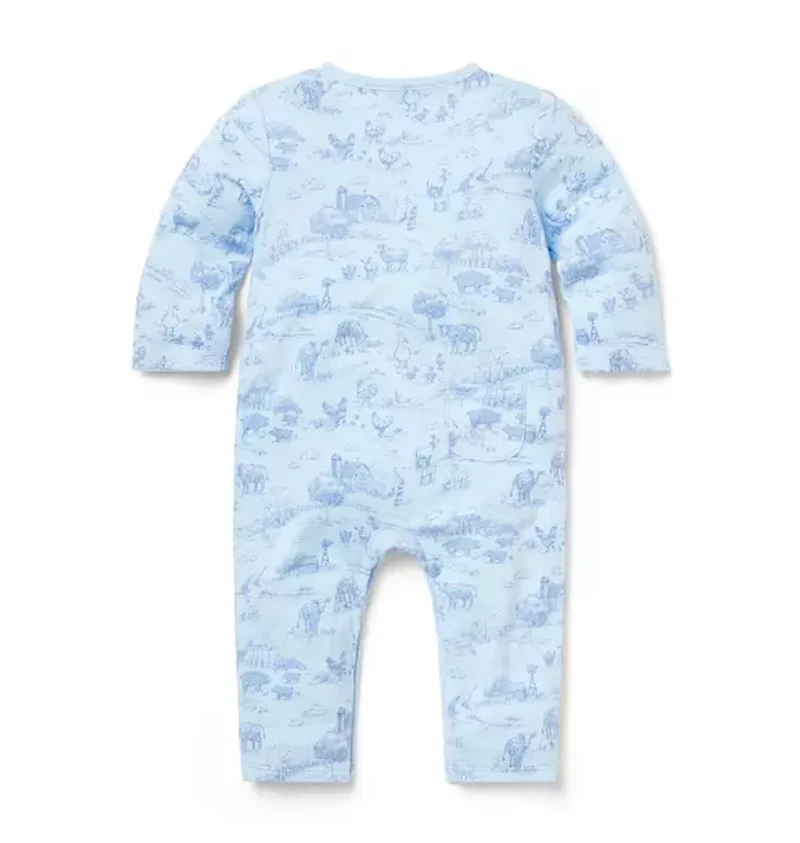 Baby Farm Animal Toile Wrap One-Piece