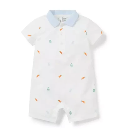 Baby Bunny Collared Pique Romper