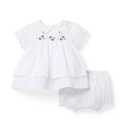 The Embroidered Strawberry Matching Baby Set
