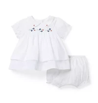 The Embroidered Strawberry Matching Baby Set