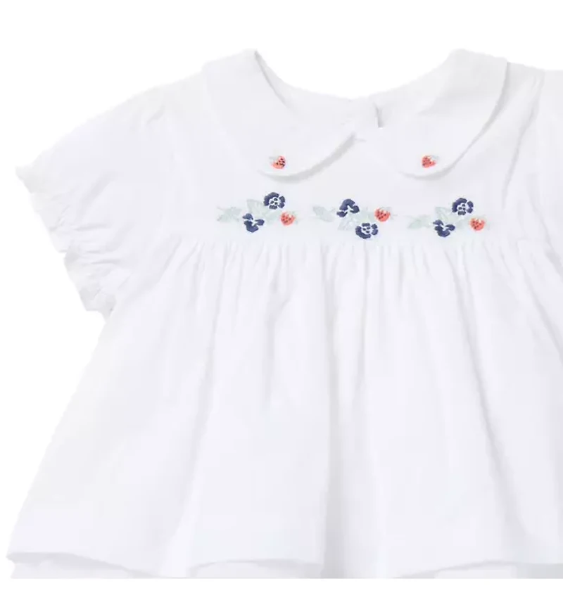 The Embroidered Strawberry Matching Baby Set